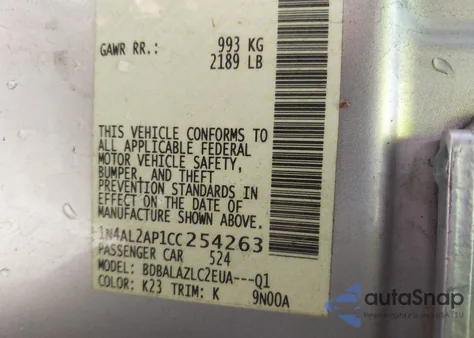 2012 Nissan Altima 2.5 z USA, uszkodzony, nr VIN 1N4AL2AP1CC254263